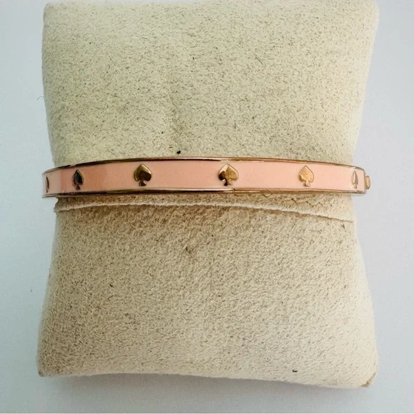 Kate Spade Spot The Spade Pink Enamel Hinged Bangle Bracelet - Picture 3 of 11